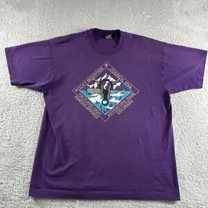 VINTAGE Destination Shirt Mens XL Purple Rocky‎ Mountain Pncha Springs USA Made